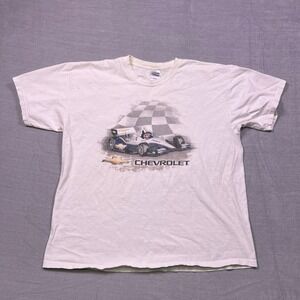Gildan Chevrolet‎ Indy Race Car Graphic T Shirt Mens XL Heavy Cotton White